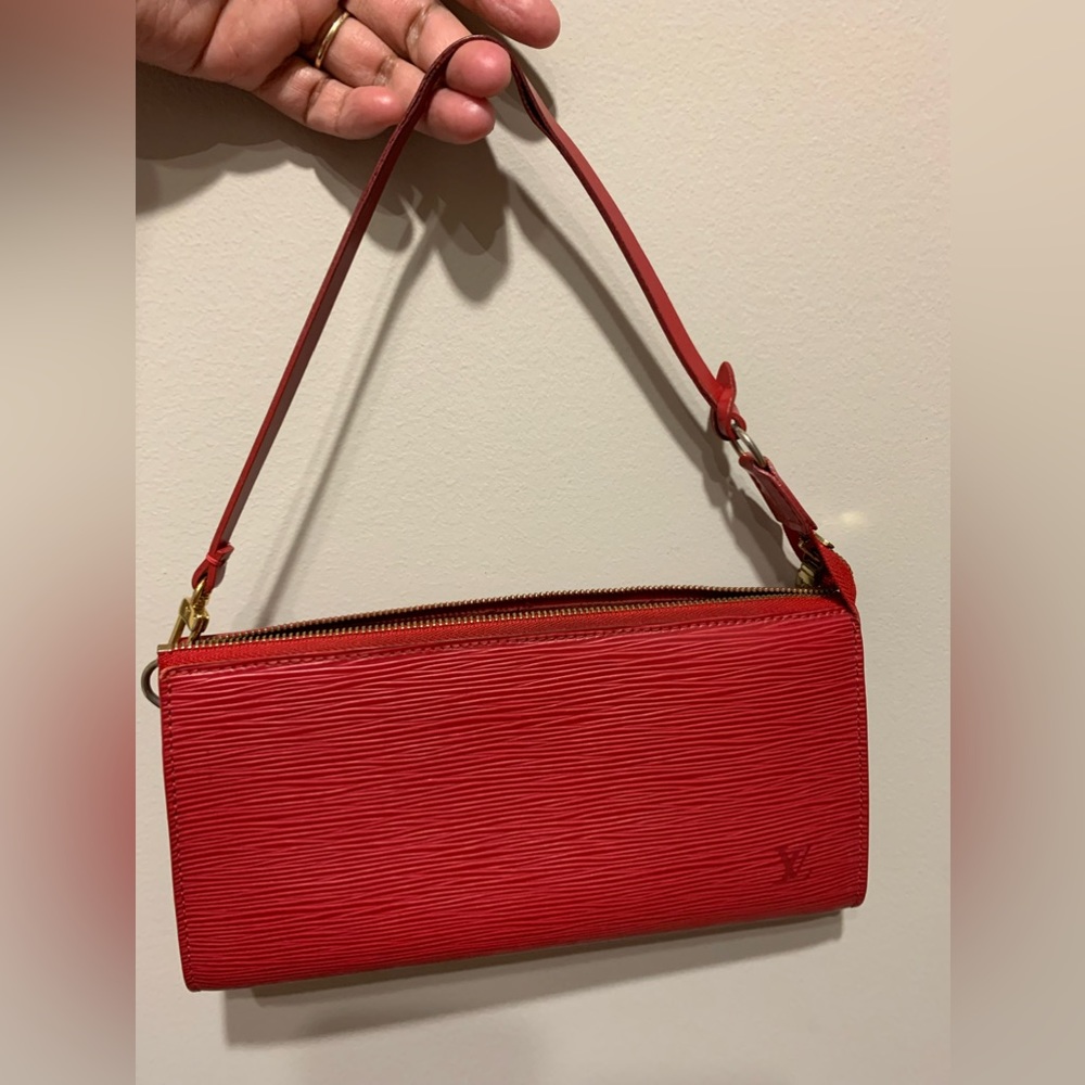 Louis Vuitton Red Epi Leather Wristlet Pochette